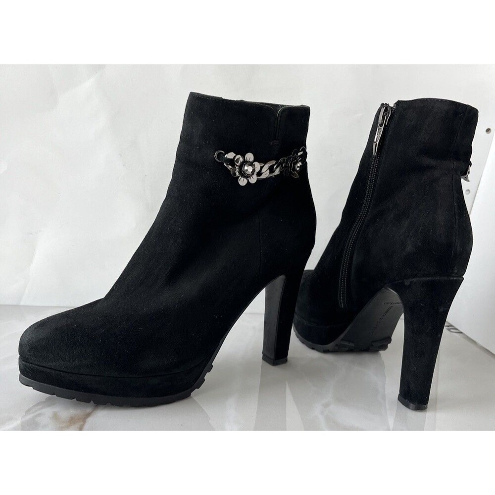 Roberta Di Camerino Nlack Suede Leather Heels Ankle Boots Booties Women 6 6.5
